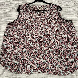 Talbots white, black, pink sleeveless top